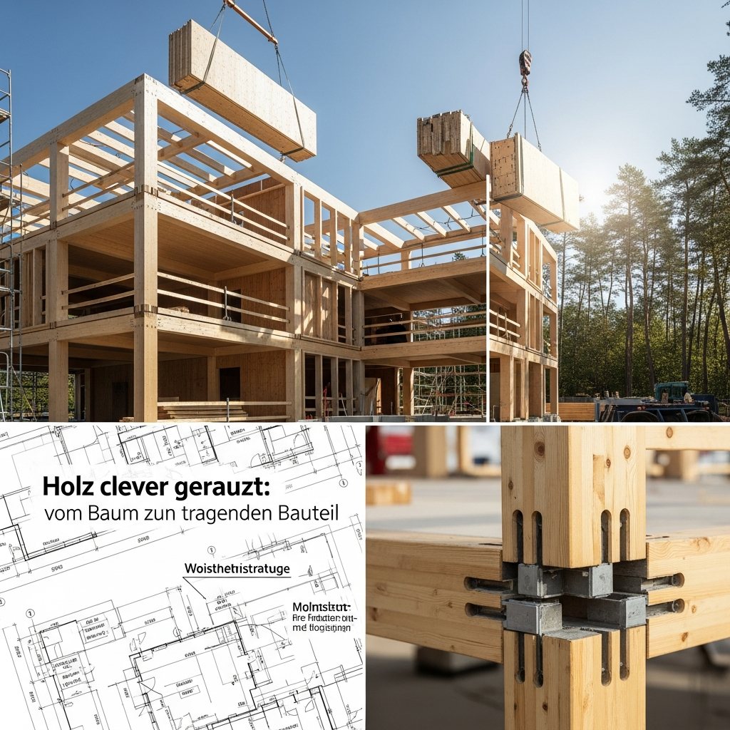 Moderne Holzkonstruktion im Öko-Haus